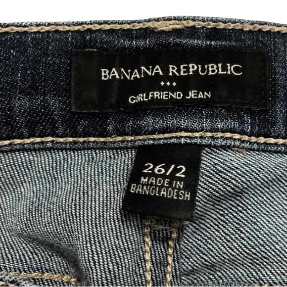 Banana Republic Girlfriend Jeans Size 26 / 2 Crop Cuffed Ankle Length Dark Wash - Picture 6 of 13